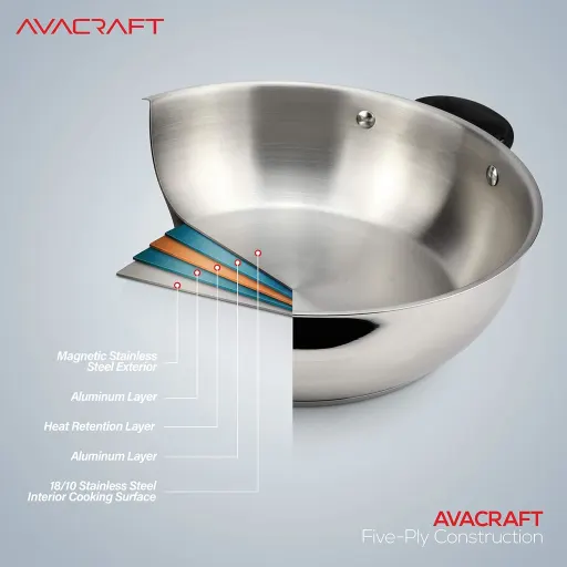 AVACRAFT 3 Piece 18/10 Stainless Steel Steamer Pot Set with Glass Lid and Steamer Basket Insert - 7 Quart Induction Compatible Tamale Steamer