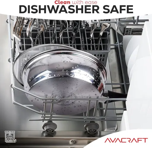 AVACRAFT Stainless Steel Egg Poacher Pan with 4 PFOA Free Non-Stick Cups and Tempered Glass Lid for All Stovetops