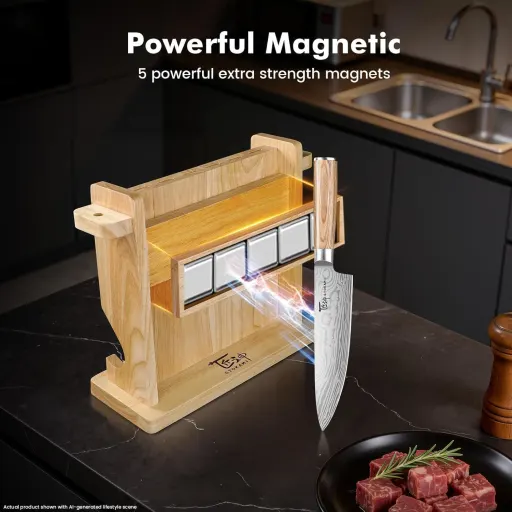 SYOKAMI 14 Piece Japanese Kitchen Knife Set with Torii Style FSC Certified Magnetic Knife Block German DIN1.4116 Steel Blades and Exotic Pakkawood Handle Knives - 2026 Upgrade BBQ Kitchen Knife Gift Set