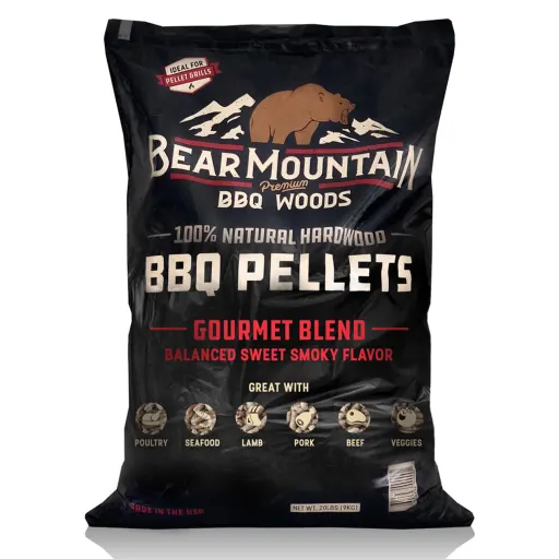 Bear Mountain 20 Pound Gourmet Blend All Natural Hardwood Wood, Smoker Wood Pellets, Pellets BBQ for Pellet Smokers Gas Charcoal and Electric Grills - USA Made Clean Smoke BBQ Pellets