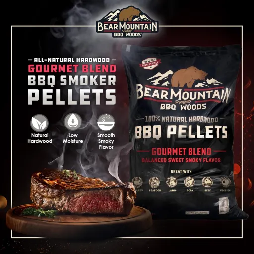 Bear Mountain 20 Pound Gourmet Blend All Natural Hardwood Wood, Smoker Wood Pellets, Pellets BBQ for Pellet Smokers Gas Charcoal and Electric Grills - USA Made Clean Smoke BBQ Pellets